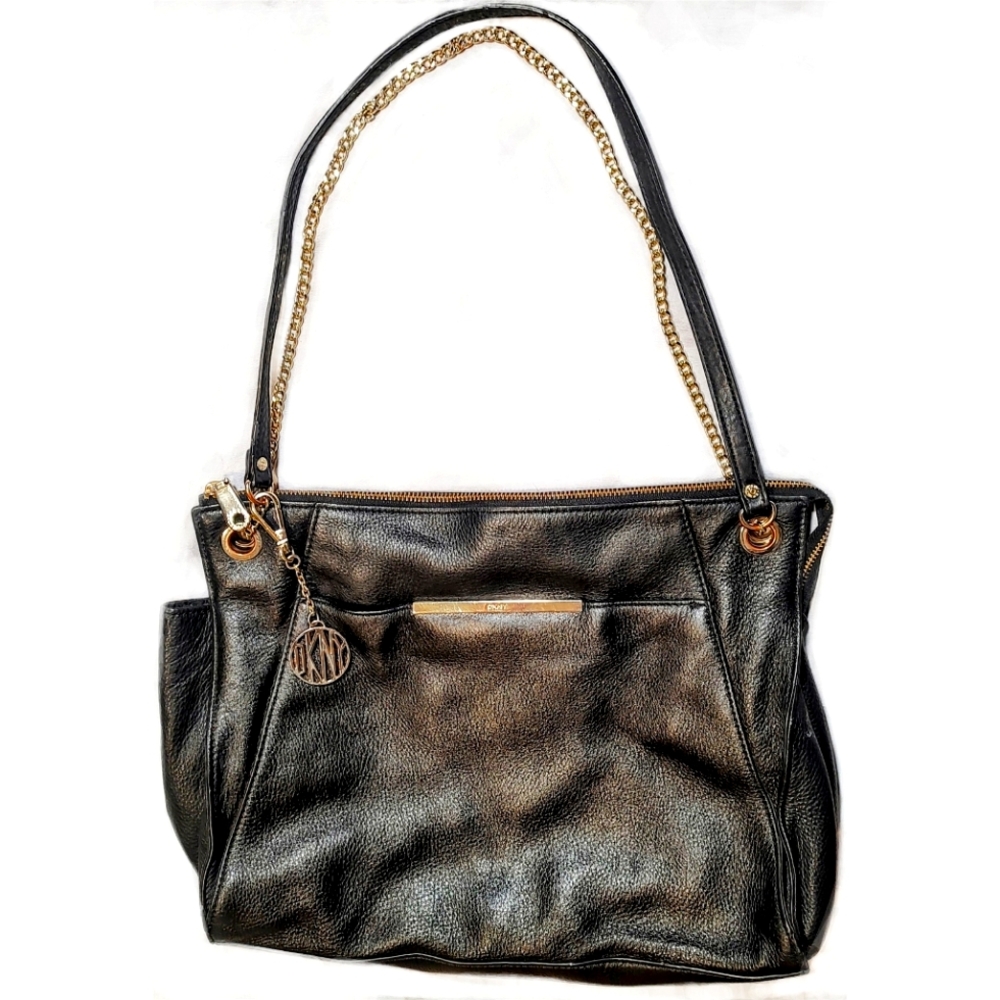 DKNY Leather Crossbody Shoulder Bag w/ Hanging Charm